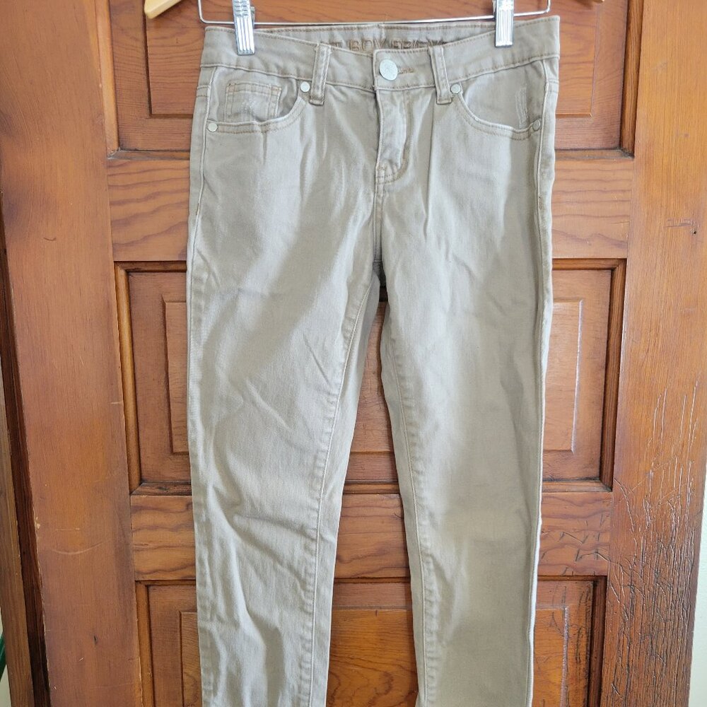 VIP Tan Khaki Distressed Stretchy Skinny Soft Boyfriend Jeans Sz 1